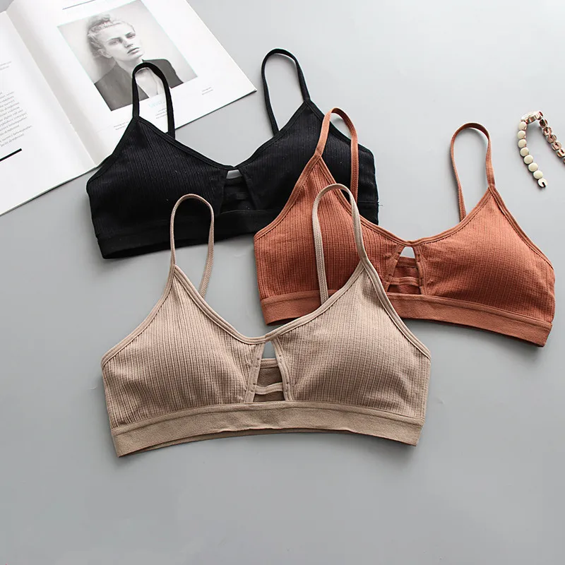 1PC Women's Sexy Cotton Sports Bra Tube Top Hollow Seamless Wireless Push-Up Bralette for Active Lingerie 2