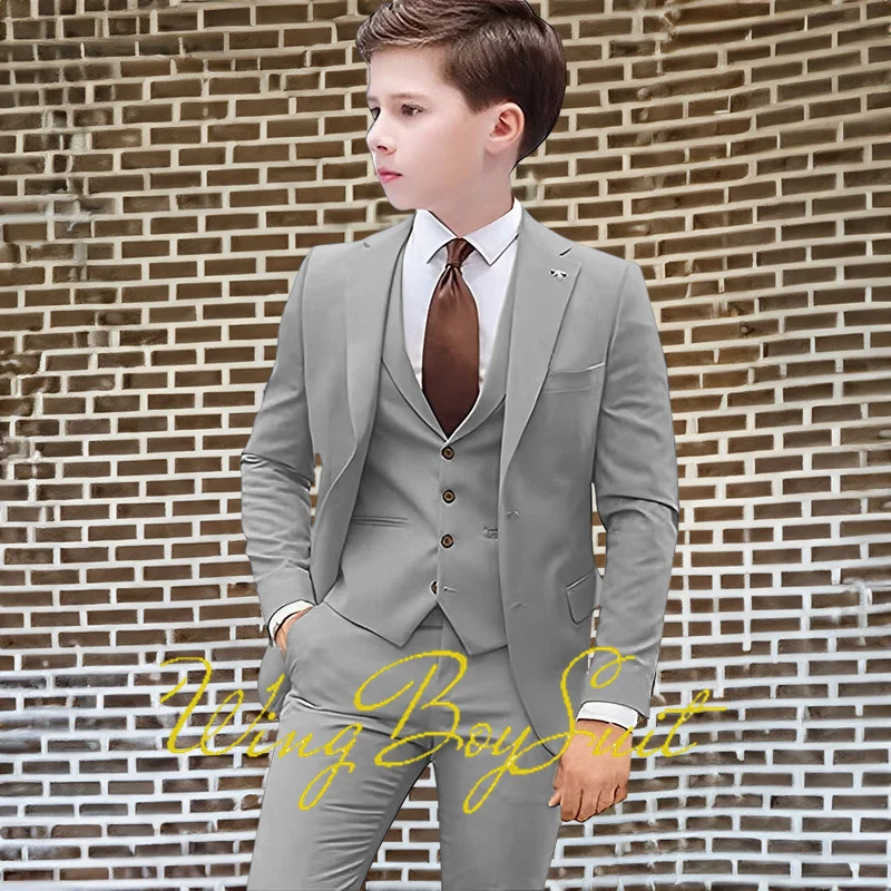 Boys Suit Set Boys Kids Suits Wedding Tuxedo Formal Jacket Vest Pants 3 Piece Set 2-16 Sizes Clothes Child Blazer