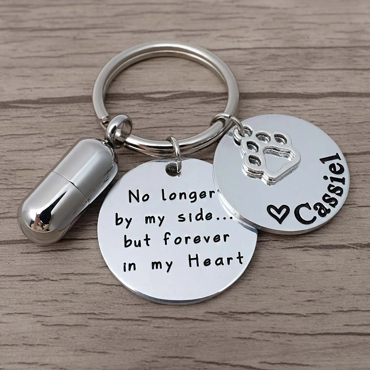 Customized Urn Keychain Dog Cat Cylinder Cremation Urn Keyring Engraved