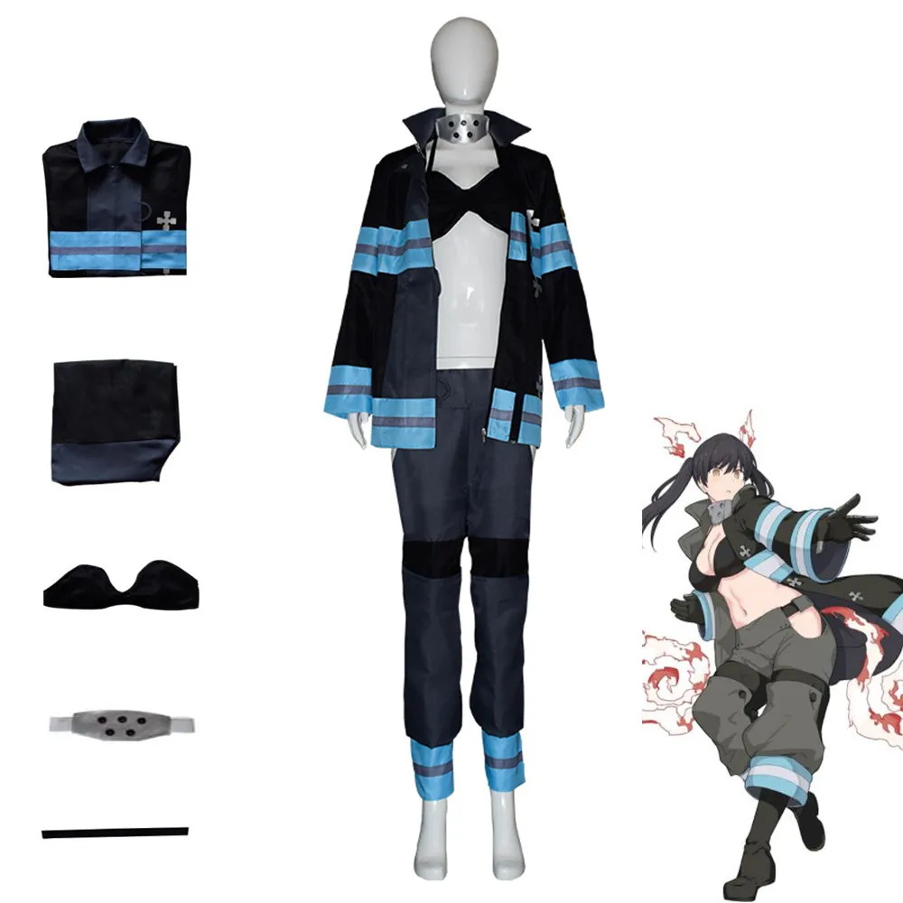 

Костюм для косплея аниме Kotatsu Tamaki Fire Force, черное пальто для мужчин и женщин, сексуальный карнавальный костюм
