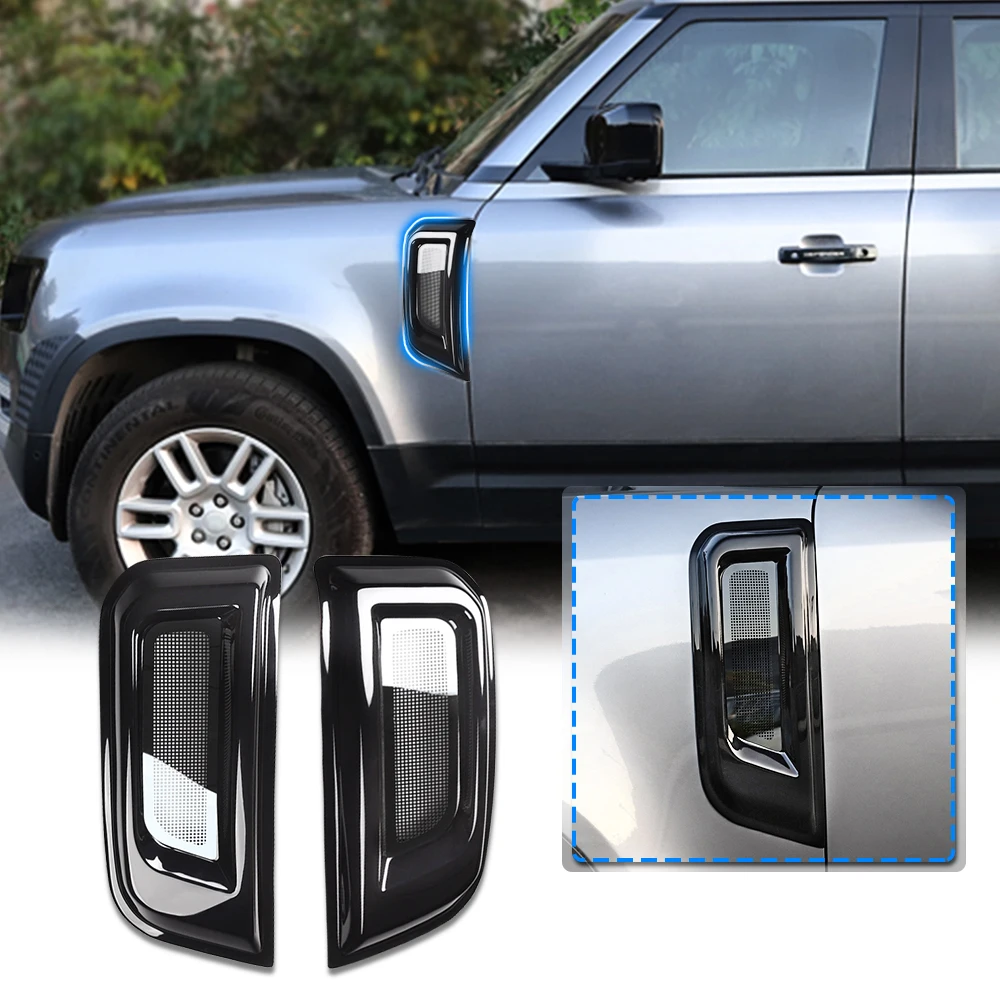 

1 Pair Car Front Bonnet Vents Hood side trim cover steel air flow intake scoop vent snow cover for Land Rover Defender