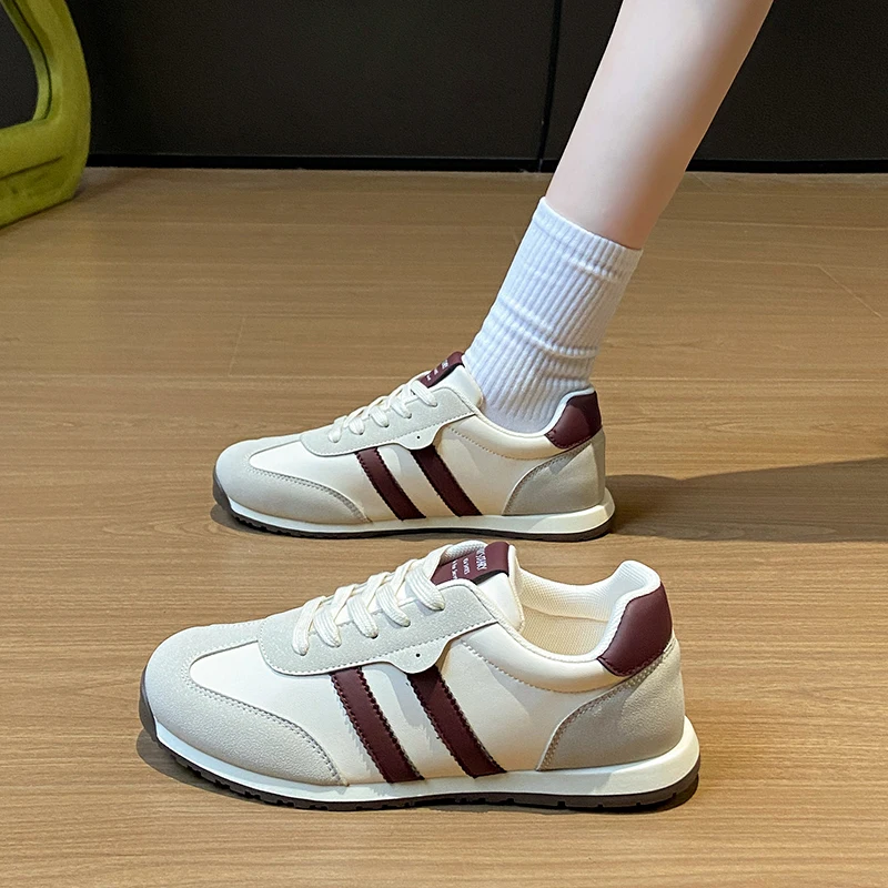 New Leather Women's White Casual Woman Vulcanize Sneakers Breathable Sport Walking Running Platform Flats Shoes Size 35-40