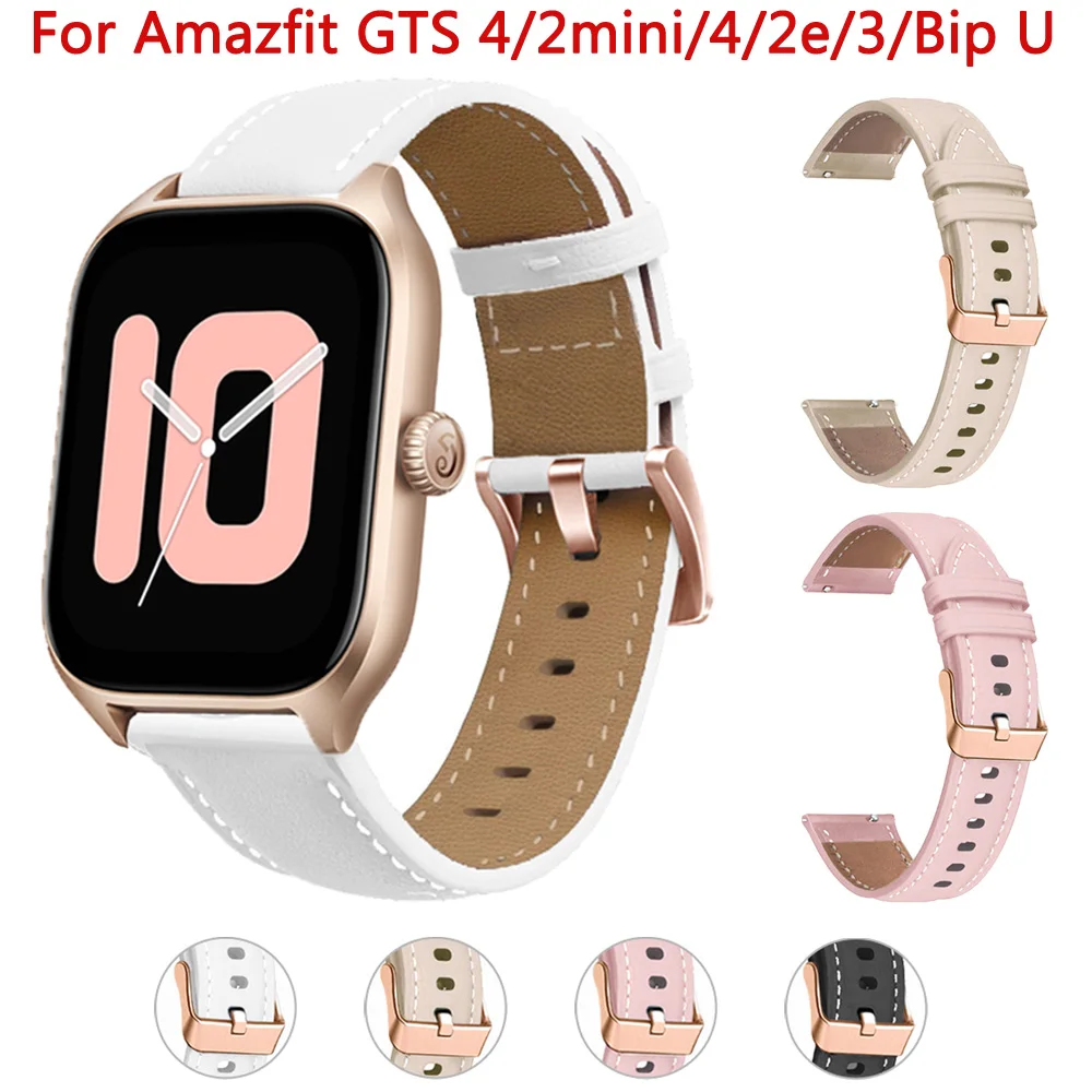 

Ремешок 20 мм для Huami Amazfit GTS 4 2 GTS4 GTS2 Mini 3 2 2e, кожаный браслет для часов Amazfit Bip U Pro GTR Mini 42 мм