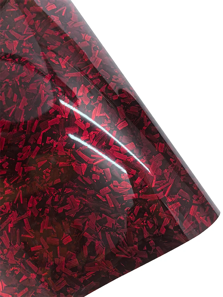High Gloss Forged Carbon Fiber Adhesive Vinyl in Black, Gold, Silver, and Red for Car Hood