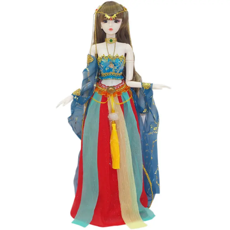 

New Arrived 60cm Bjd Doll Full Set 1/3 Chinese Antique Hanfu Clothes Princess Doll 3D Eye 23 Joints Girl Toy Birthday Gift Set