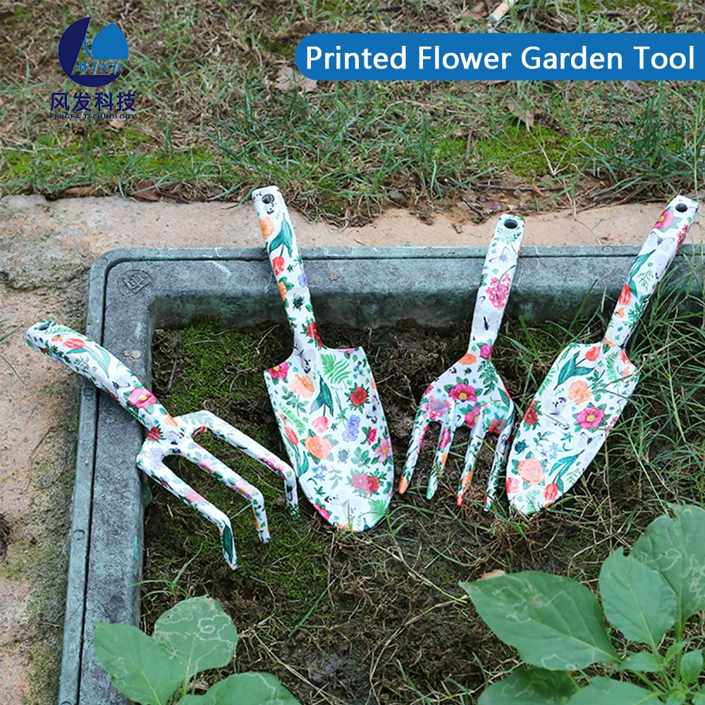 

Gardening Tool Printing Spade Combination Home Planting Garden Tools Aluminum Alloy Stainless Steel Spade Floral Print for Women