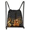 Musical Instrument Print Drawstring Bag Music Notes Backpack Guitar Violin Outdoor Storage Bag Shoes Holder Teenager School Bags 4