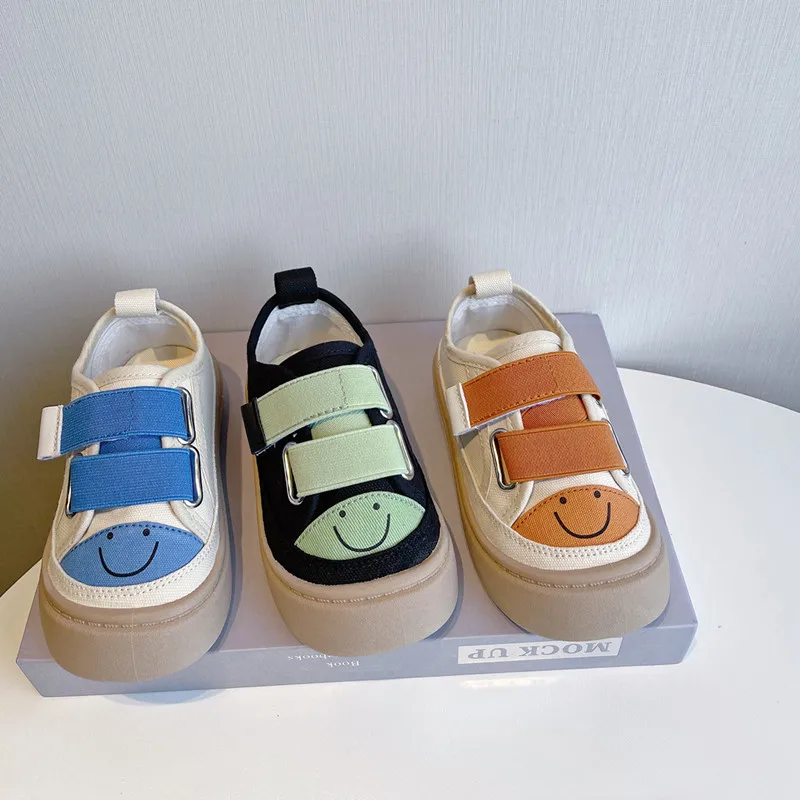 Early autumn new children's fashion cartoon smiling face simple Canvas Shoes Boys' girls' School comfortable casual shoes