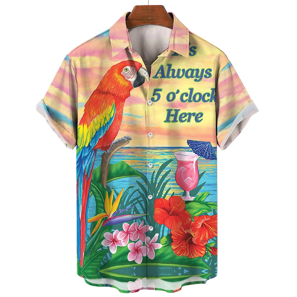 Men's Hawaiian Shirt | Monkey Banana Pattern | Quick-Dry, Breathable Aloha Shirt For Beach & Vacation