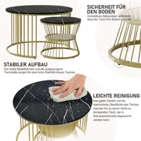 Table basse moderne Anajqaqia, ensemble de tables basses, placage marbre, tables d'appoint pour canapé, tables rondes, lot de 2, noir 4