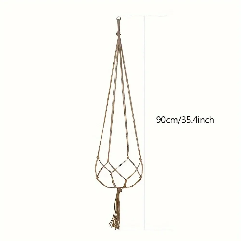 Gardening woven hanging rack flower pot net pocket hemp rope indoor and outdoor plant hanger wicker planter 2pcs 90cm