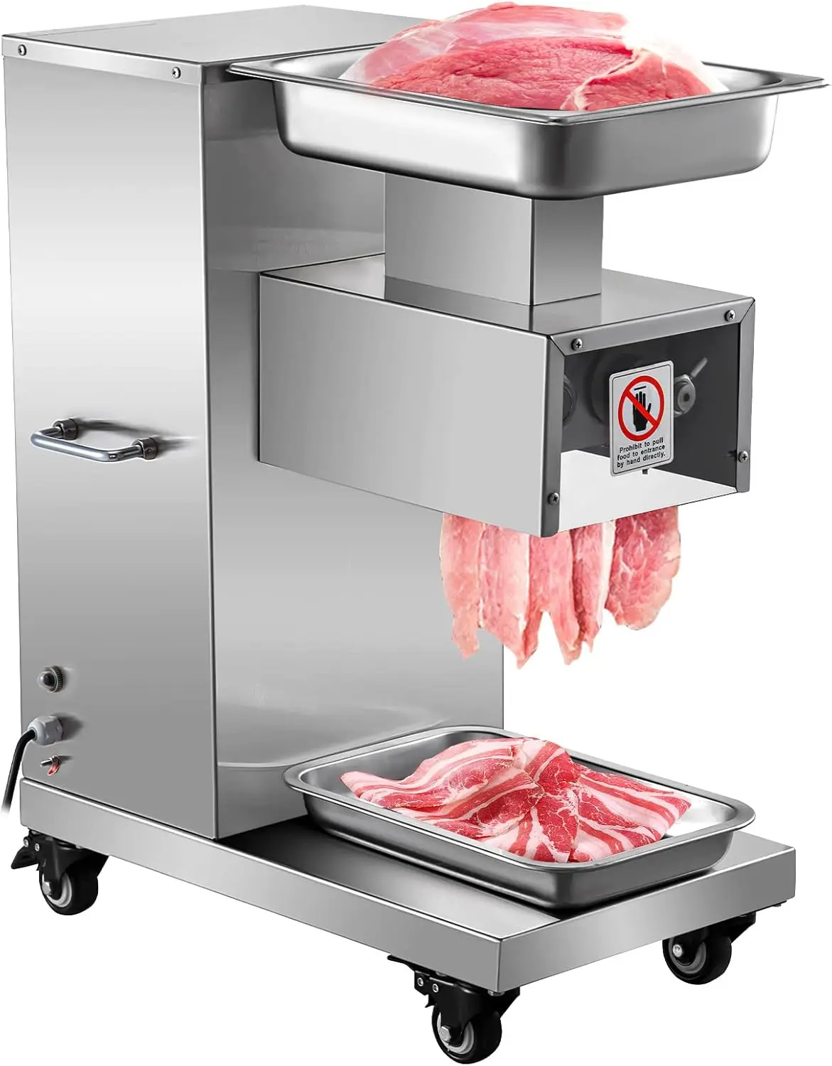 110V Commercial Meat Cutter Machine 1100LB/H Electric Meat Cutting Machine 750W Commercial Slicer 3mm Blade Restaurant