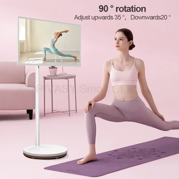 Touch Screen 21.5/31.5 Inch Smart TV Rotatable Movable Monitor for Fitness Gaming interactive with Floor Stand Battery Rotatable 2