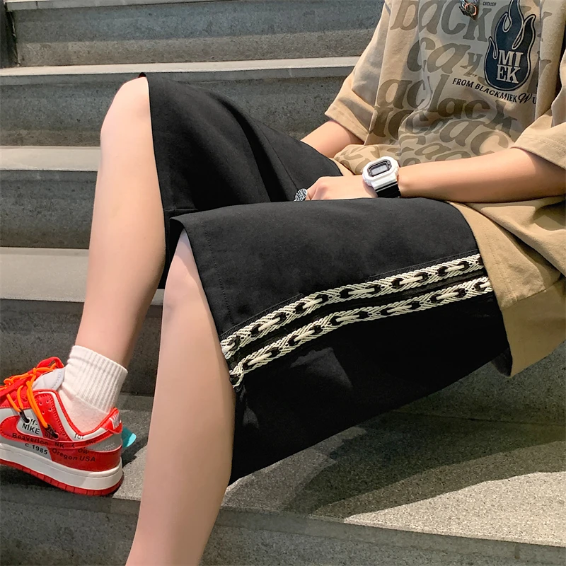 Men's Knee Length Cargo Shorts Loose BF Joggers Shorts Men Hip Hop Vacation Work Casual Short Pants Plus Size Drawstring Shorts