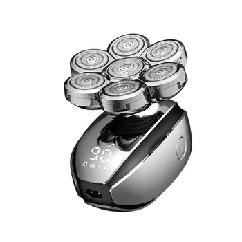 Rasoio elettrico 6 in 1 per uomini calvi Rasoio galleggiante a 7 lame Tagliacapelli USB ricaricabile Display a LED Rasoi per barba 1