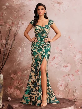 Eleganti Abiti da Sera Lunghi con Spacco da Donna, Stile Sirena, Formali, con Paillettes, Sexy, Senza Schienale, per Cocktail, Matrimoni, Feste e Cerimonie di Laurea