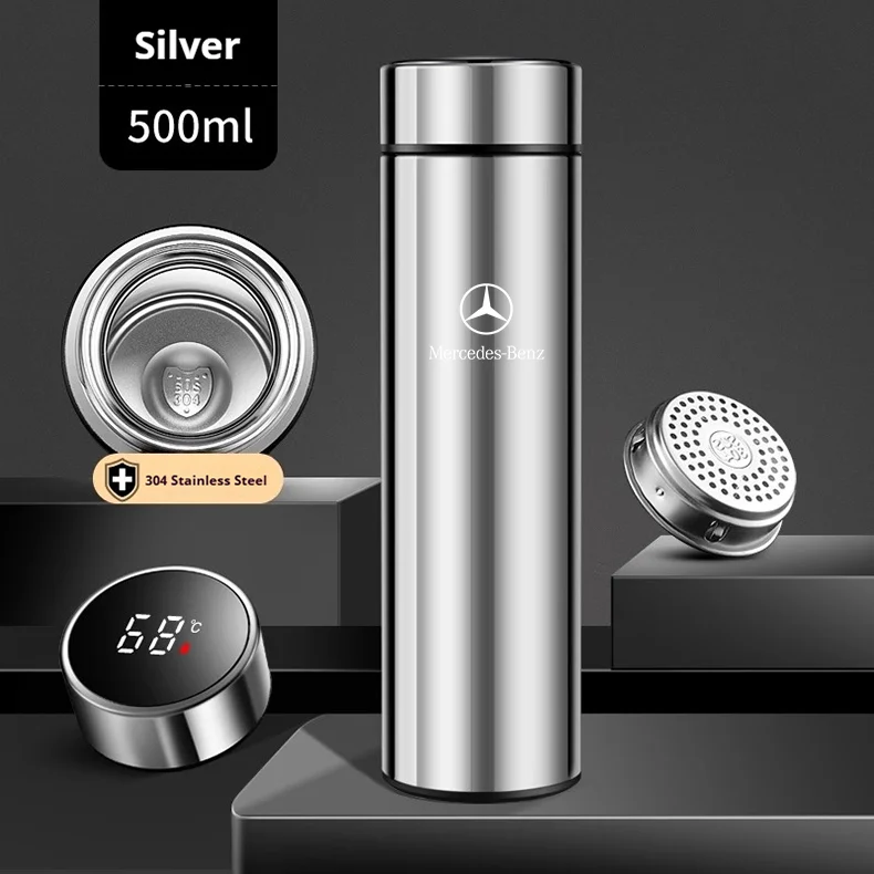 Car Vacuum Cup Thermos Mug Temperature Display Coffee Cup Mercedes-Benz A C E S Class A35 A45 C43 CLA CLS GLA GLC GLK ML SL Vito
