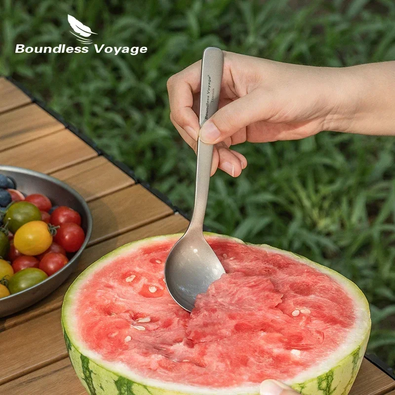 Boundless Voyage Titanium Fork Spoon Chopstics Set Ultralight Kitchen Cutlery Portable Picnic Tableware for Dessert Dinner Party
