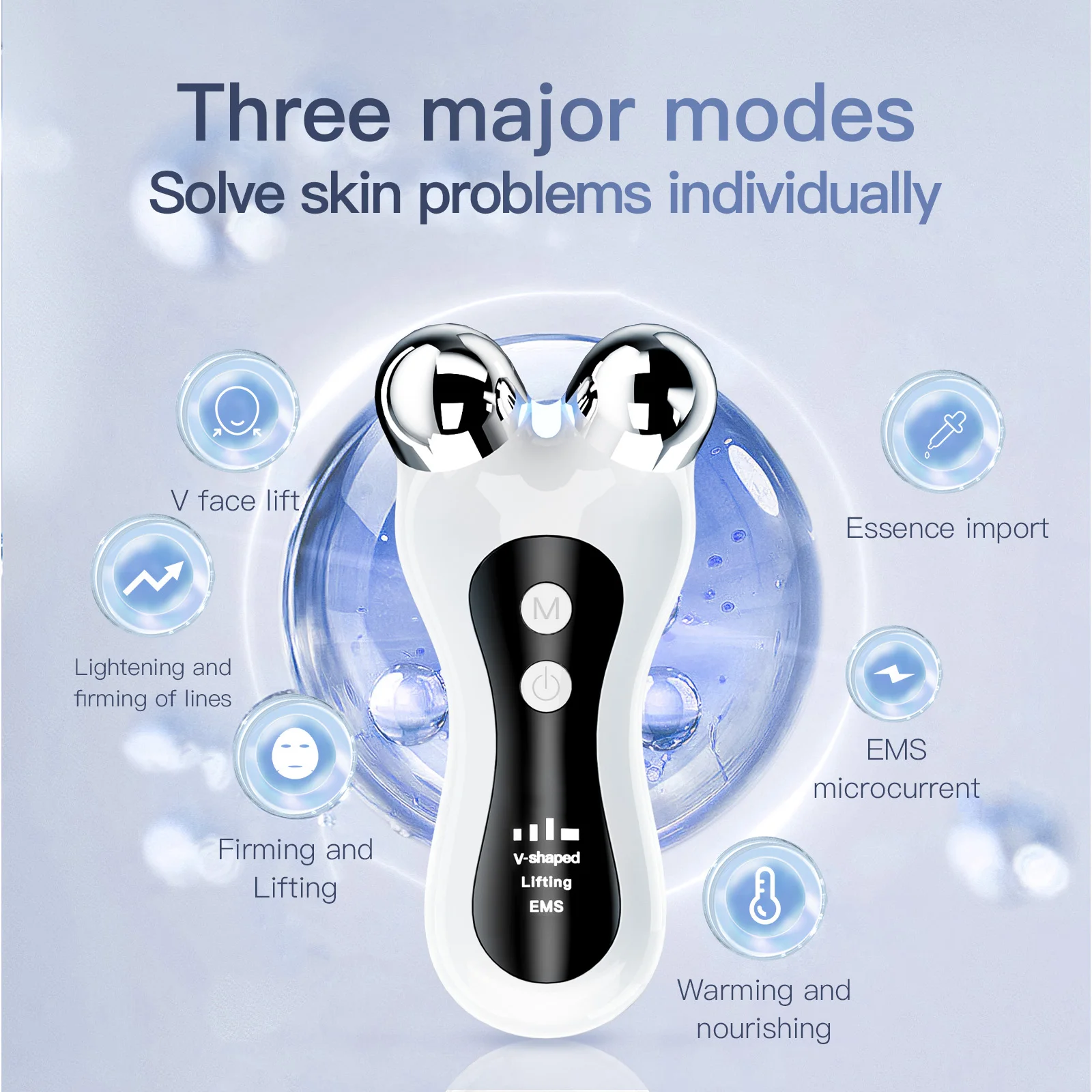 EMS Microcurrent Weight Loss Face Slimming Lifting Wrinkle Removal Anti Aging Roller Massager