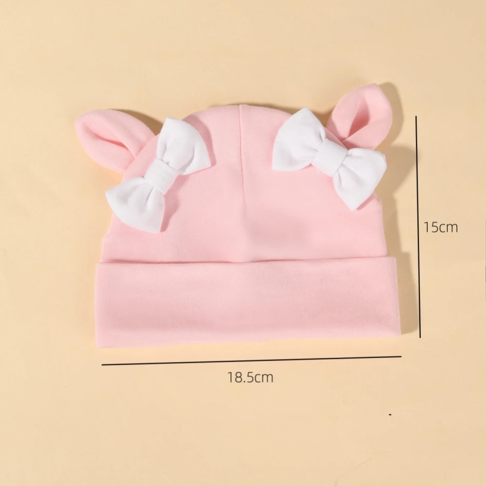 Autumn Winter Toddler Girls Rabbit Ear Bow Knot Cotton Beanie Hat For Kids Baby Hat