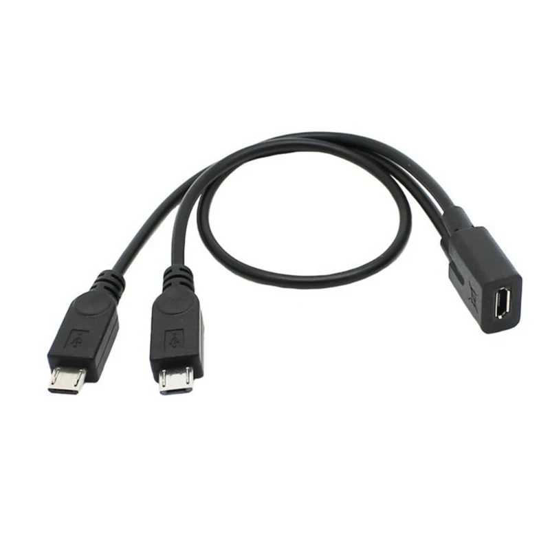 

Flexible Micro USB Female to 2Micro USB Male Splitter Cord Signal Stability Transmission Cable 30cm/12inch Long LX9A