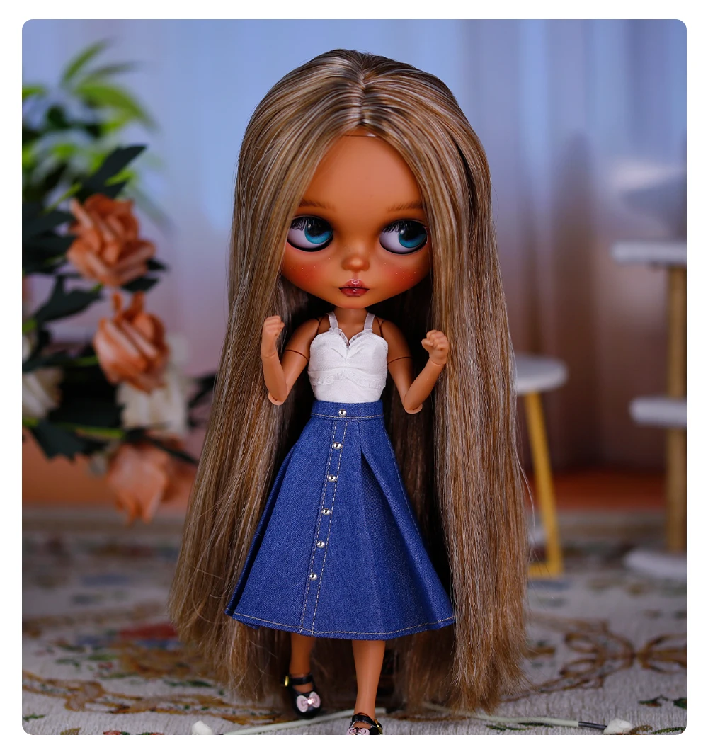 Neo Blythe Doll White Cami Top & Denim Skirt Outfit 2