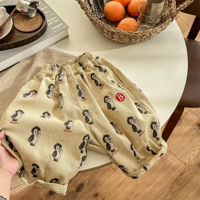 thumbnail image 1 of 2025 Spring Kids Korean Style Water Wash Cotton Haren Pants Unisex Casual Trousers for 80-130cm Children Cute Print Pants, 1 of 6