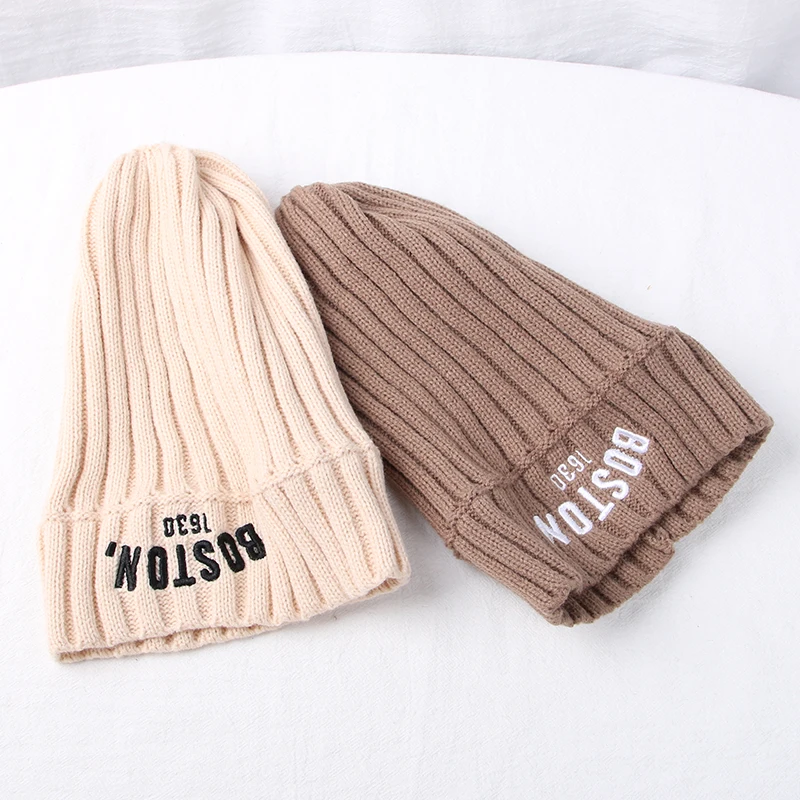 Kids Girls Cute Hats Woolen Knitted Beanies Solid Color Winter Warm Caps For Children Boys Elastic Cap invierno gorros bonnet