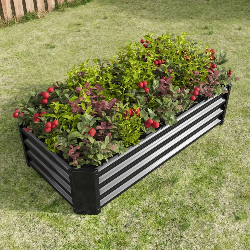 

Raised Garden Bed Kit - Garden Outdoor Planter Box for Vegetables - 4 ft x 2 ft - Black