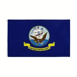 Patriotic US Navy Outdoor Flag - 3x5 ft Vivid Color Polyester with Brass Grommets (90x150cm)