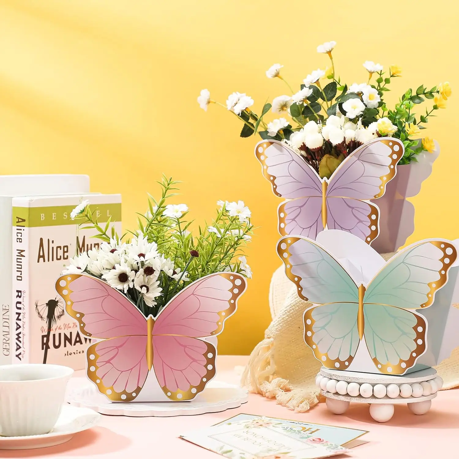 6/12Pcs Butterfly Gift Box 3D Paper Stand Flower Container Candy Treat Colorful Pouches Wedding Easter Party Supplies