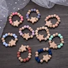 Baby Silicone Teether Pacifier Chain Bracelets Set Round Wooden Dummy Holder Clip For Baby Teething Nipple Chain Nursing Toys 5