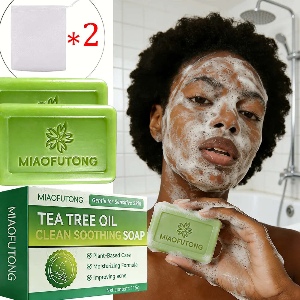Savon antifongique à l'huile d'arbre à thé MIAOFUTONG, doux pour les peaux sensibles, soin à base de plantes, formule hydratante, améliore l'acné 1