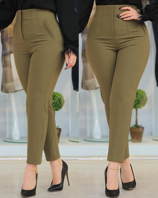 Office Women's Pants High Waist Cropped Work Business Pants Elegant Trousers  ladies 2023 Spring Fashion Streetwear Versatile - AliExpress