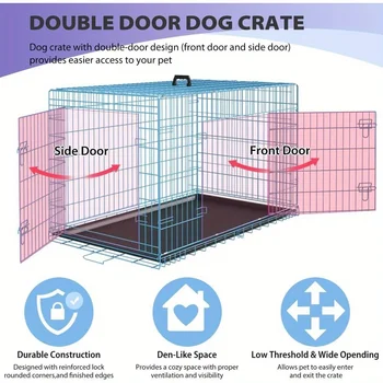Folding wire kennel for large dog crate 5