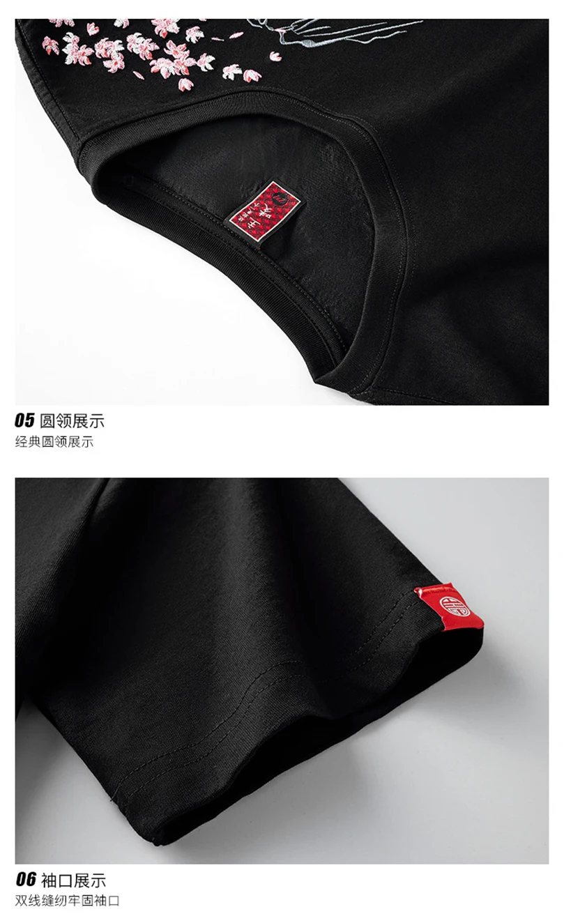 Herren Brokat Karpfen-Stickerei Kurzarm-T-Shirt Sommer Marken-Baumwolle Übergroßes T-Shirt Männliches Oberteil Kleidung 2024 Z1A1 – Detail 22