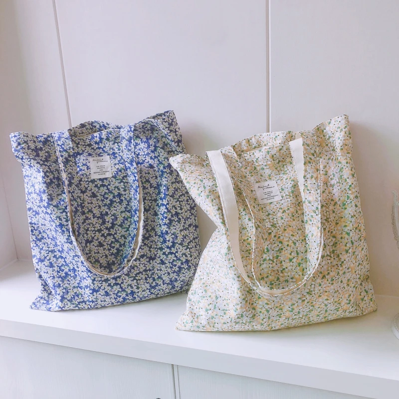

Women's Shoulder Bag Large Open Pocket Cotton Shopping Tote Bags For Groceries Reusable Foldable Female Students Books Handbags
