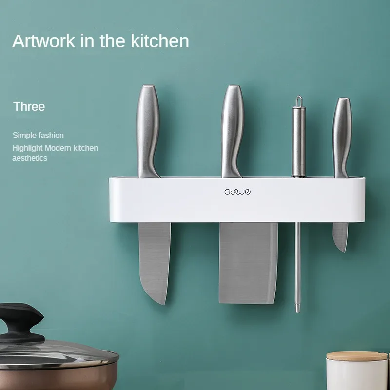 

Kitchen Knife Holder without Punching, Knife Spoon Storage Shelf, Household Wall-Mounted Kitchen Knife Holder Set