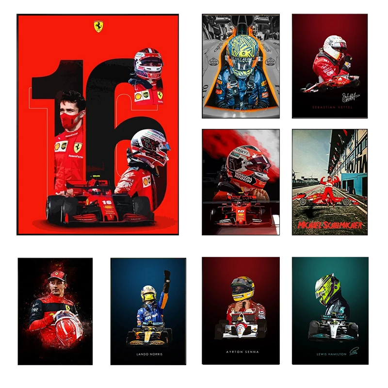 Hd Pop Sports F1 Racing Senna Poster Estetica Formula One Racer Helmet Canvas Print Wall Art Home Garage Decoration