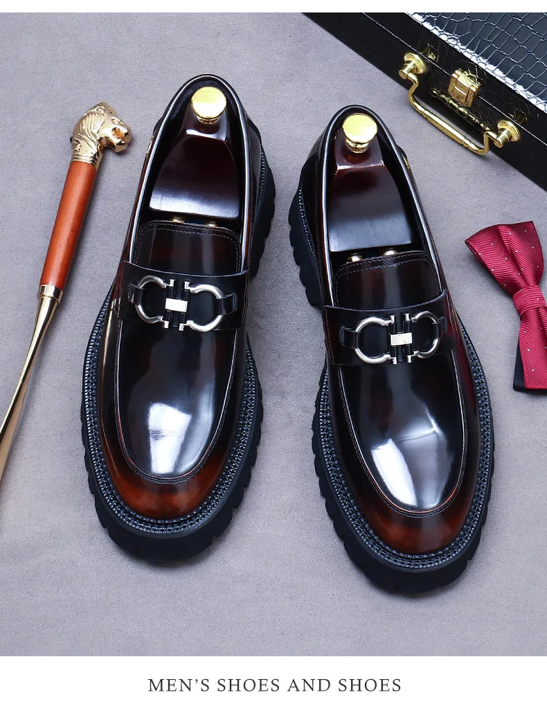 New Shoes men, buckles, leather build, bright colors, style, high-grade marriage, thick-soled increase, large size 46, love