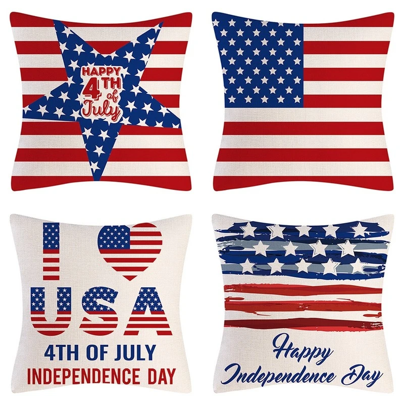 Independence Day Series Pillowcase July 4th Holiday Decorative Cushion Case  Linen Pillow Covre Pillows Cushion Cover Funda Cojin - Cushion Cover -  AliExpress
