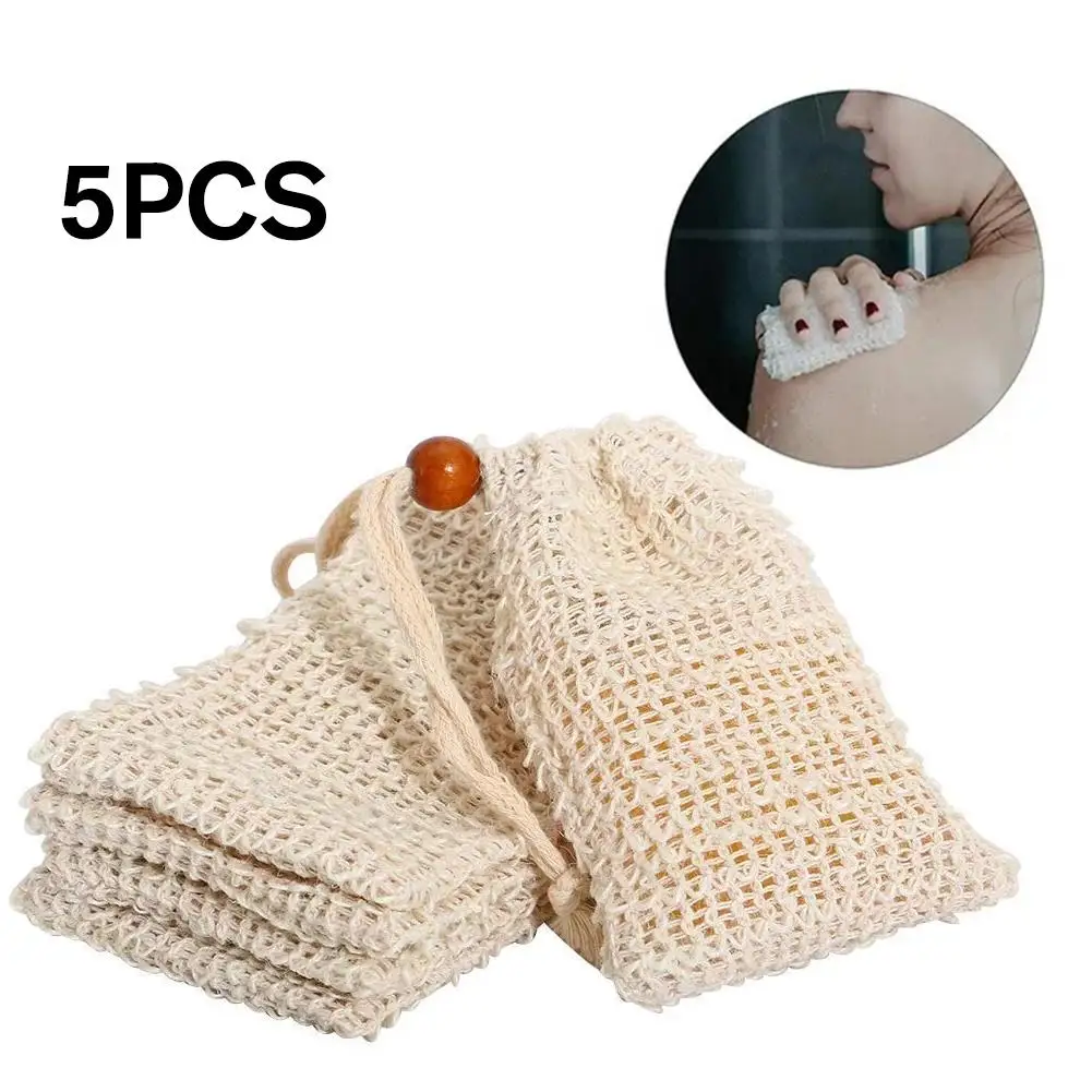 5Pcs Soap Foaming Net Mesh Bags Bath Washing Tools Body Cleaning Bubble Helper Mesh Deep Cleaning Delicate Foam Cotton Net exfoliating soap bag