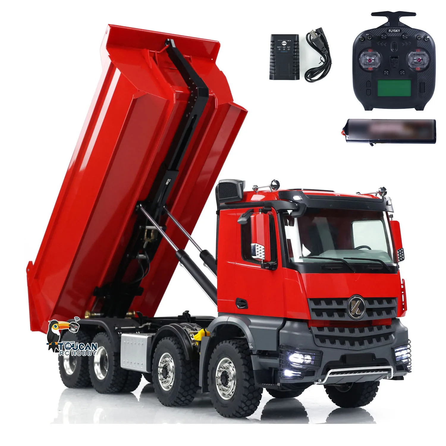 Toys Kabolite 1/14 8X8 K3366 RC Hydraulic Tipper Car Radio Control Finished Dumper Truck Car Machine Light Sound Model for Boys 4