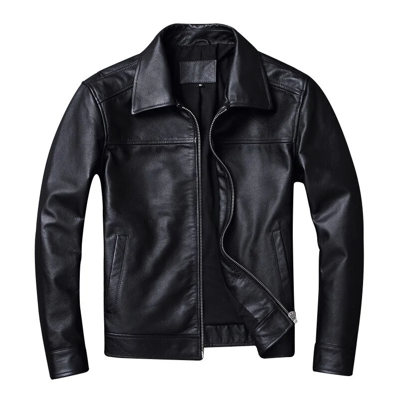 

Black Quilted Leather Jacket Men Genuine Cow Leather Coat Winter Casual Mens Jackets Autumn Slim Fit Overcoat Male Clothes