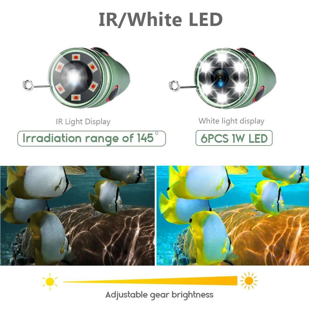 DVR Fish Finder 15M 30M 1000TVL Underwater Ice Fishing Camera 4.3 Inch Monitor 6PCS LED Night Vision IR Lamp