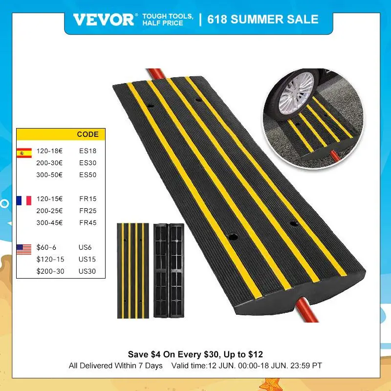 Car Driveway Curb Ramp Heavy Duty Cable Ramp Rubber Driveway Ramps