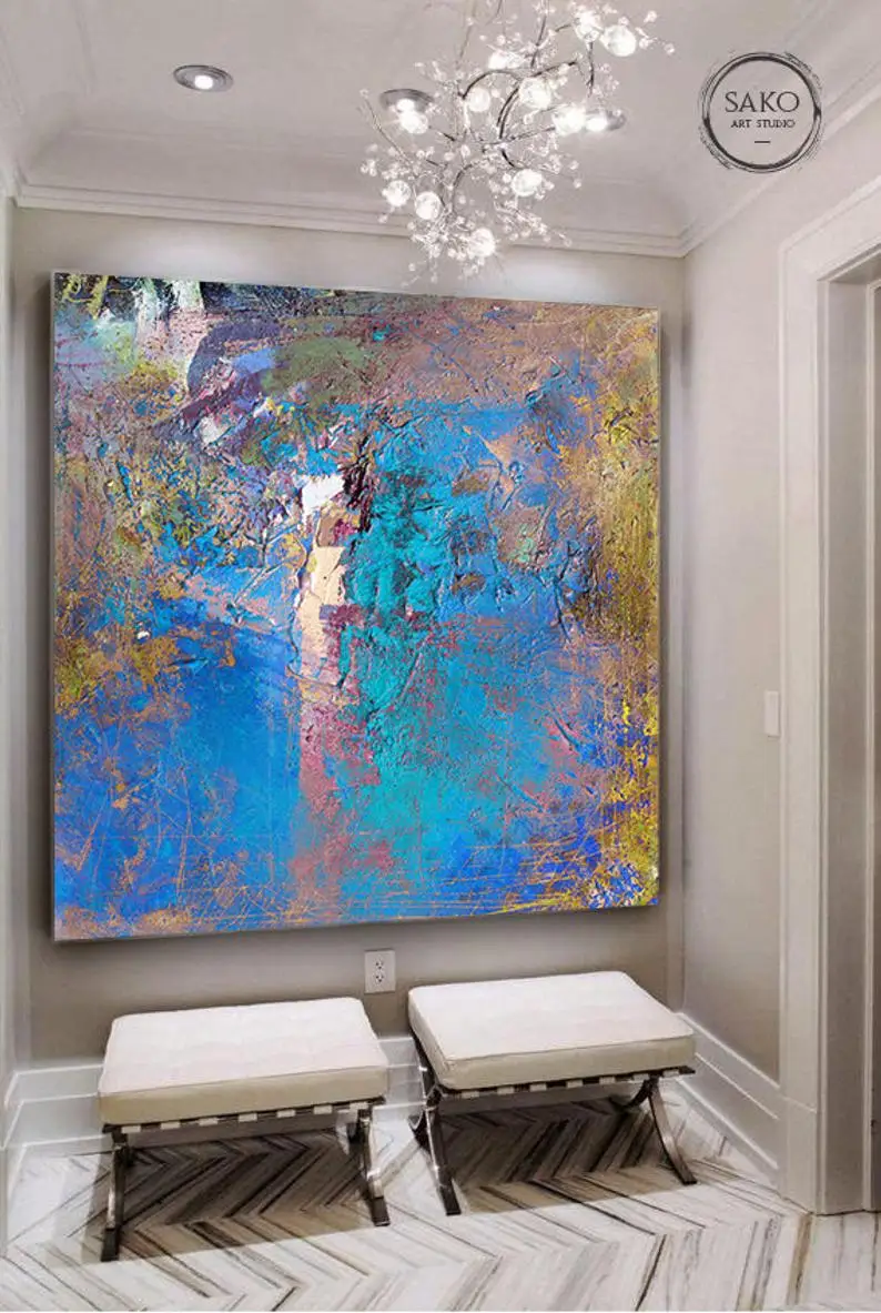 

Blue Painting Seascape Painting Large Original Abstract Painting Landscape Painting Sunset Painting Ocean Painting Oil Painting