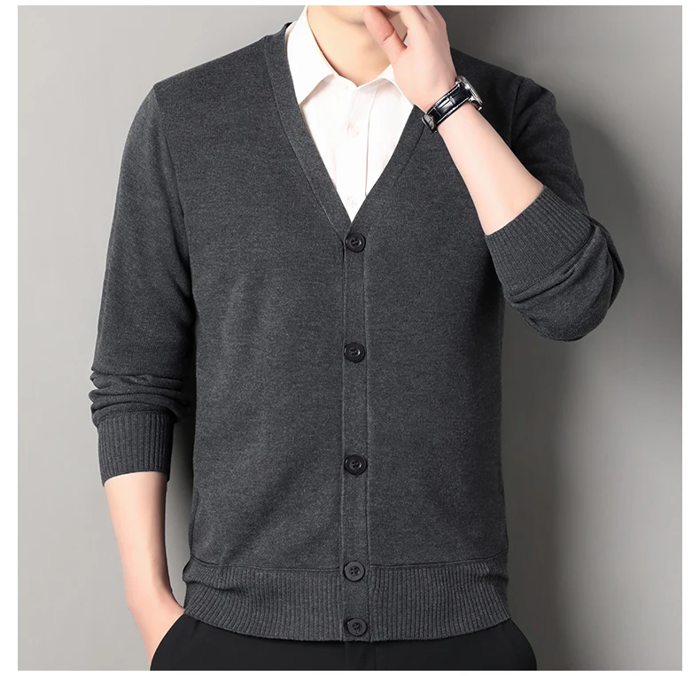 Männer Smart Casual Strickjacke V-ausschnitt Pullover Männer der Herbst Winter Kleidung Taste Stricken Strickjacken Herren Stricken Pullover Outwear – Detail 11