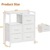Dresser for Bedroom, Small Nightstand with 2-Tier Open Shelf and 5 Fabric Drawers, Storage Unit Organizer Tower 3