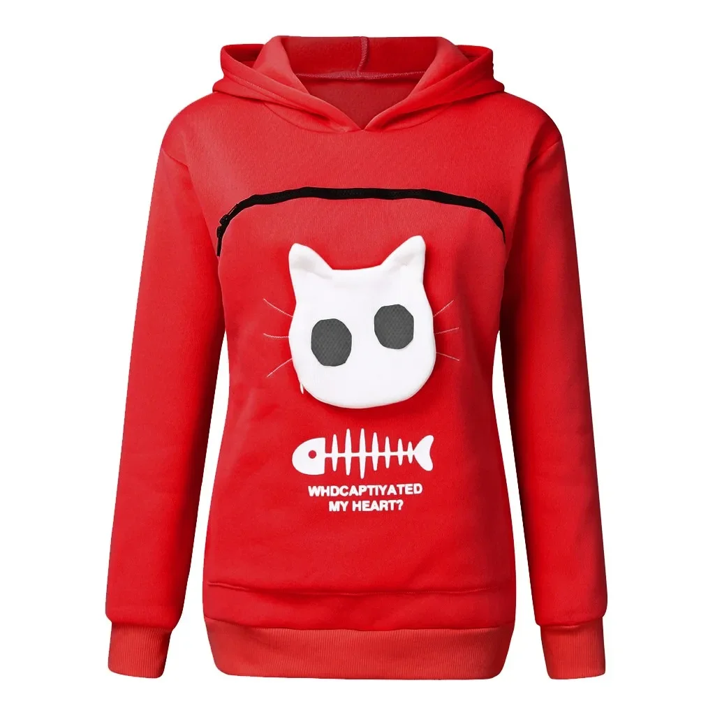 Hoodie Pullovers Sweatshirt Cat Lovers Hoodie Kangaroo Dog Pet Paw Pullovers Cuddle Pouch Sweatshirt Pocket Animal Ear Hooded